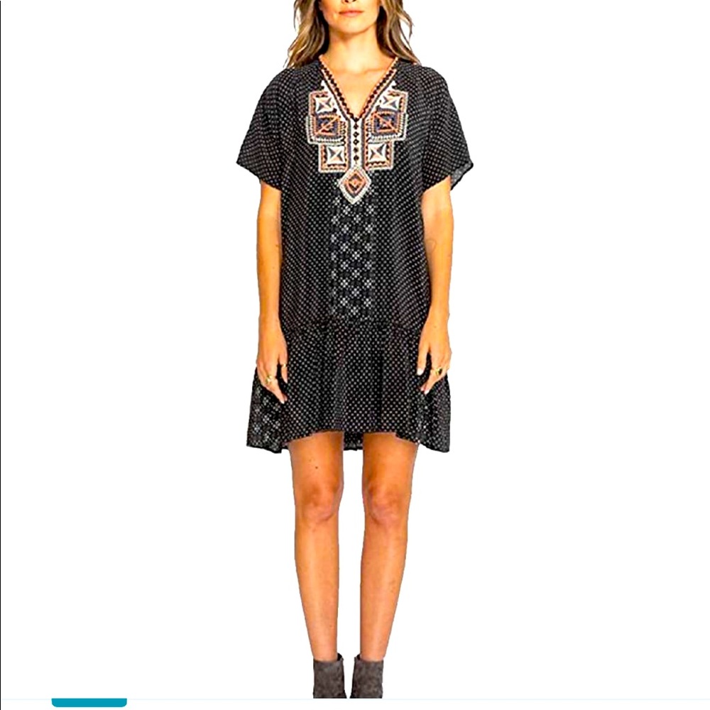 JOHNNY WAS ZOE / BIYA  MID-LENGHT 100% SILK DRESS